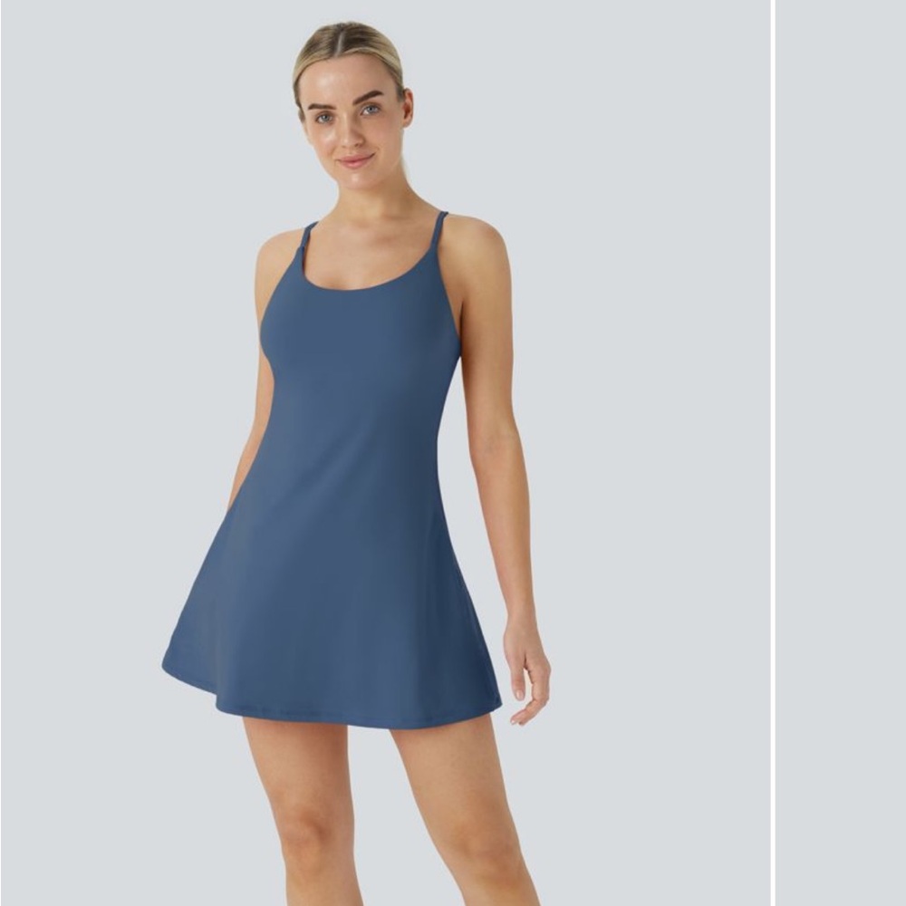 Halara Softlyzero Plush Backless Active Dress Blue